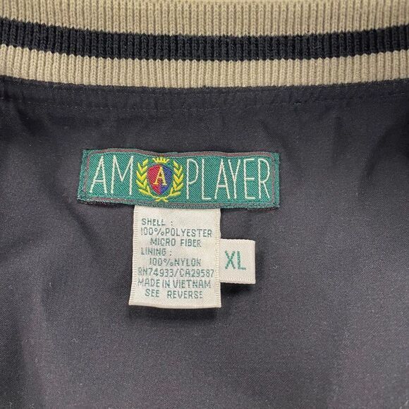 Vtg Am Player black/tan Golf windbreaked V neck pullover XL - Picture 2 of 4